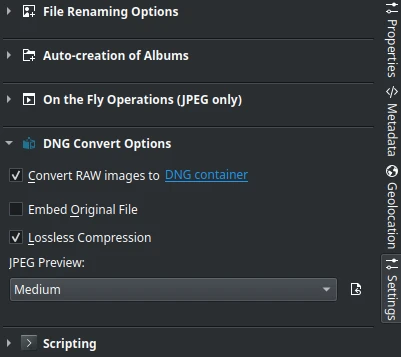 Import Raw DNG